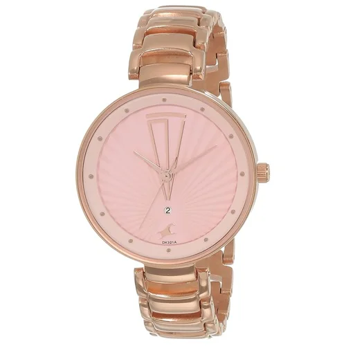 Charming Fastrack Ruffles Round Pink Dial Ladies Analog Watch