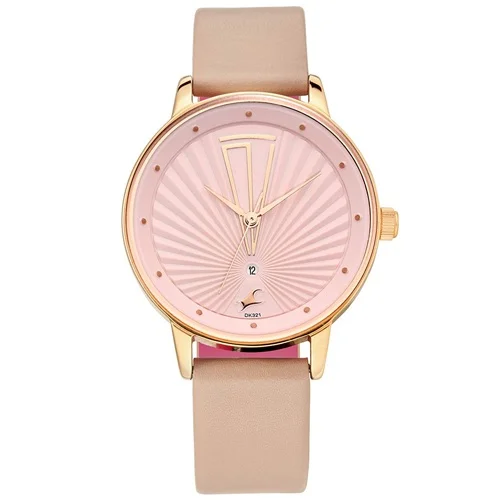 Trendy  Ruffles Leather Strap Ladies Watch