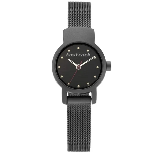 Impressive Fastrack Round Black Dial Ladies Analog Watch