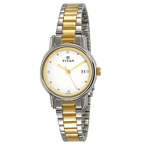 Smarty Titan White Dial Two Toned Strap Womens Watch