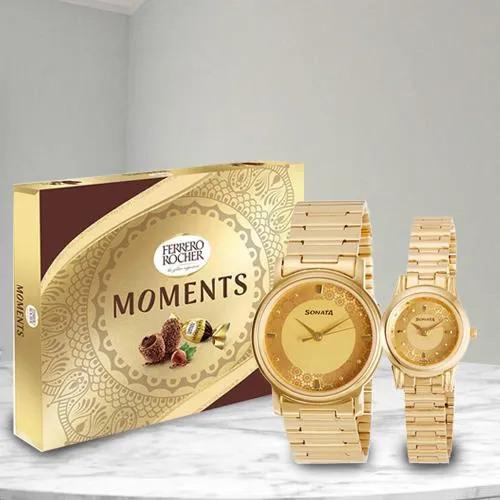 Stunning Sonata Analog Watch N Ferrero Rocher Moments Choco
