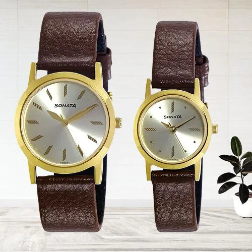 Lovely Sonata Analog Gold Dial Mens Watch